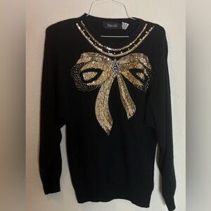 Vintage 80s Pascali Angora lambswoolWool Blend Black Sequin Sweater S